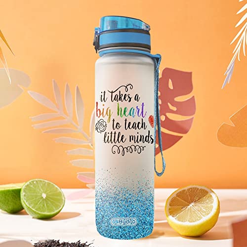 64HYDRO 32oz 1liter Rose Flower She Believed She Could so She Did Water Bottles with Time Marker, Motivational Water Tracker Bottle with Times to Drink for Home, Work, Gym, Fitness, Sports
