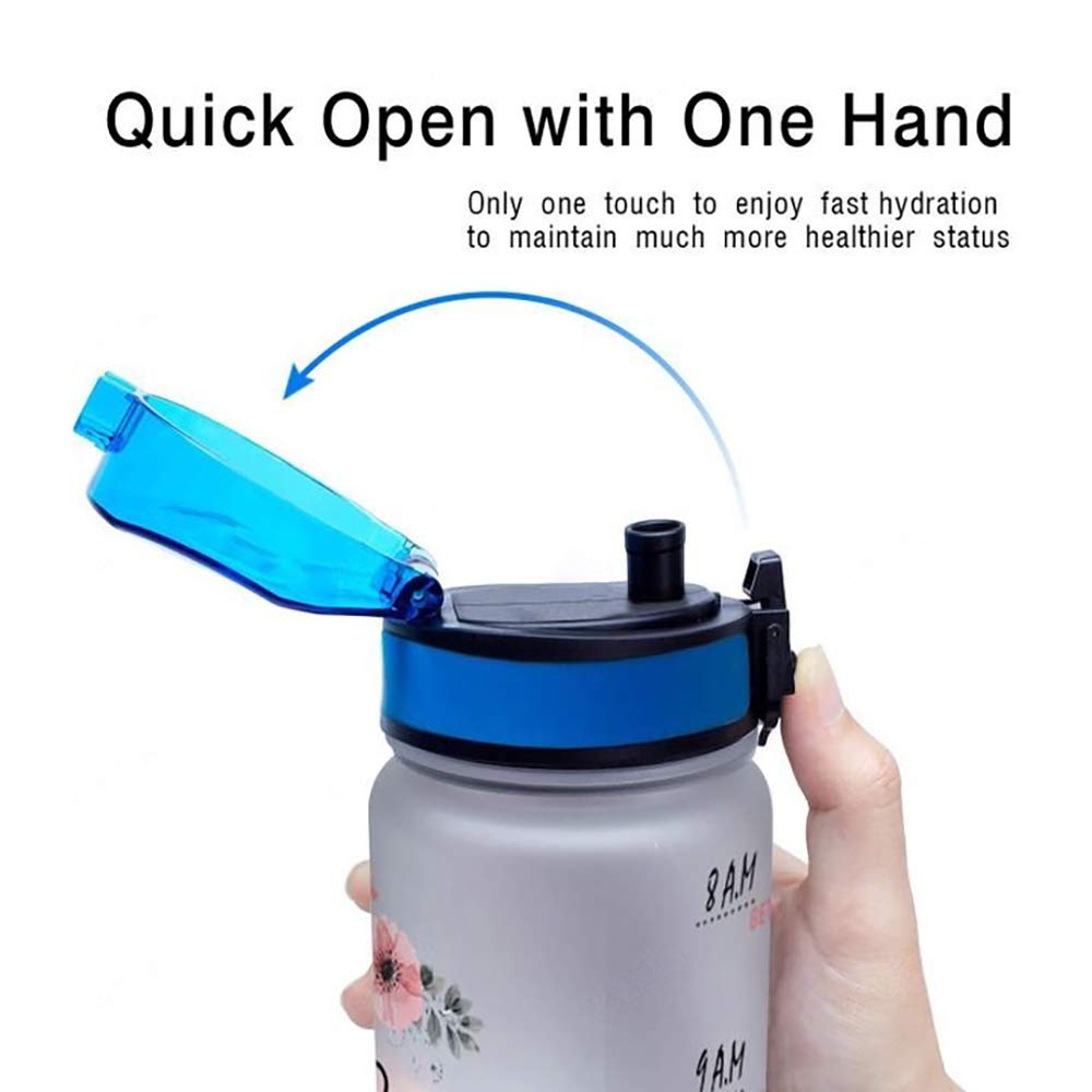 64HYDRO 32oz 1liter Rose Flower She Believed She Could so She Did Water Bottles with Time Marker, Motivational Water Tracker Bottle with Times to Drink for Home, Work, Gym, Fitness, Sports