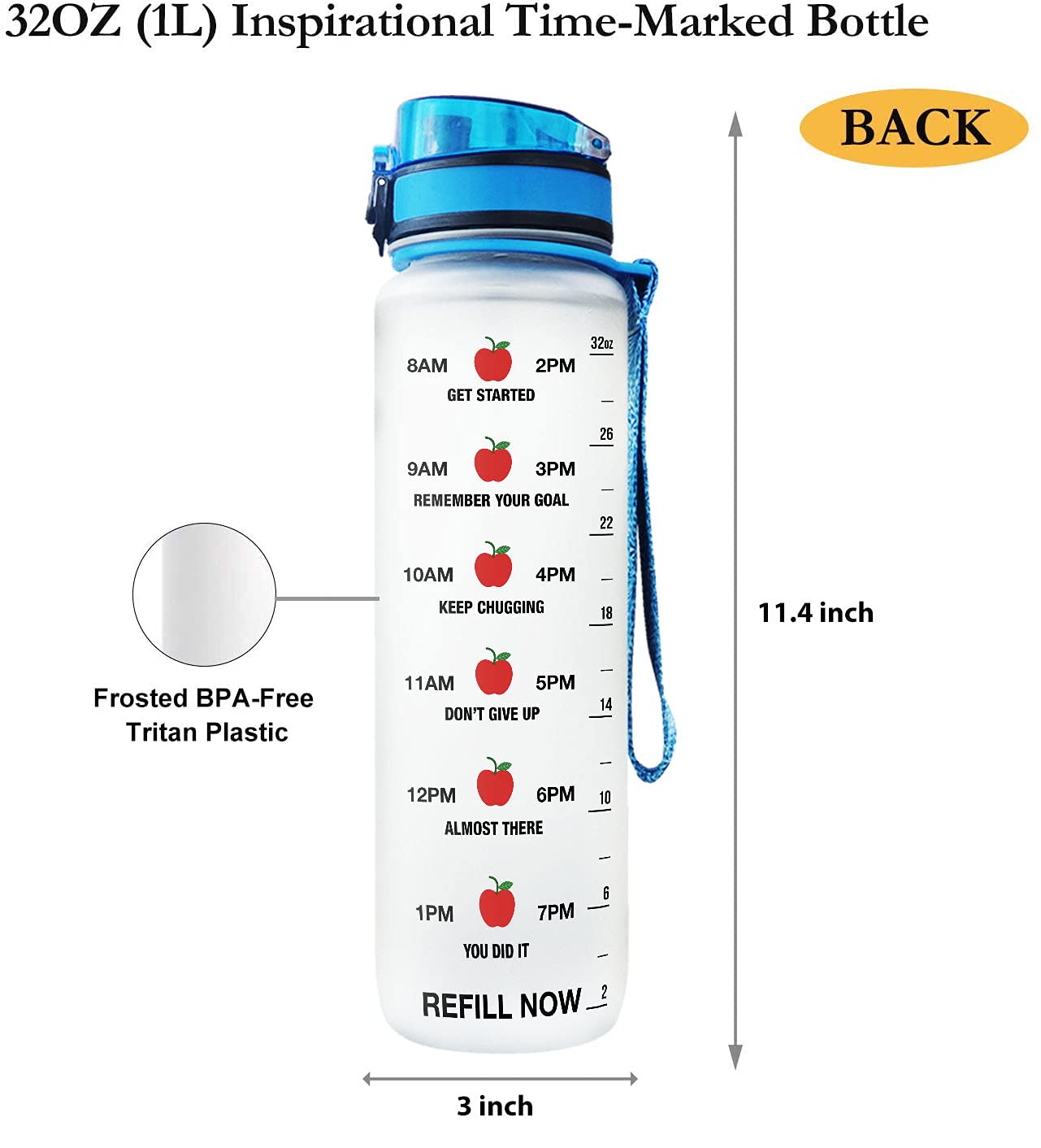 64HYDRO 32oz 1liter Rose Flower She Believed She Could so She Did Water Bottles with Time Marker, Motivational Water Tracker Bottle with Times to Drink for Home, Work, Gym, Fitness, Sports