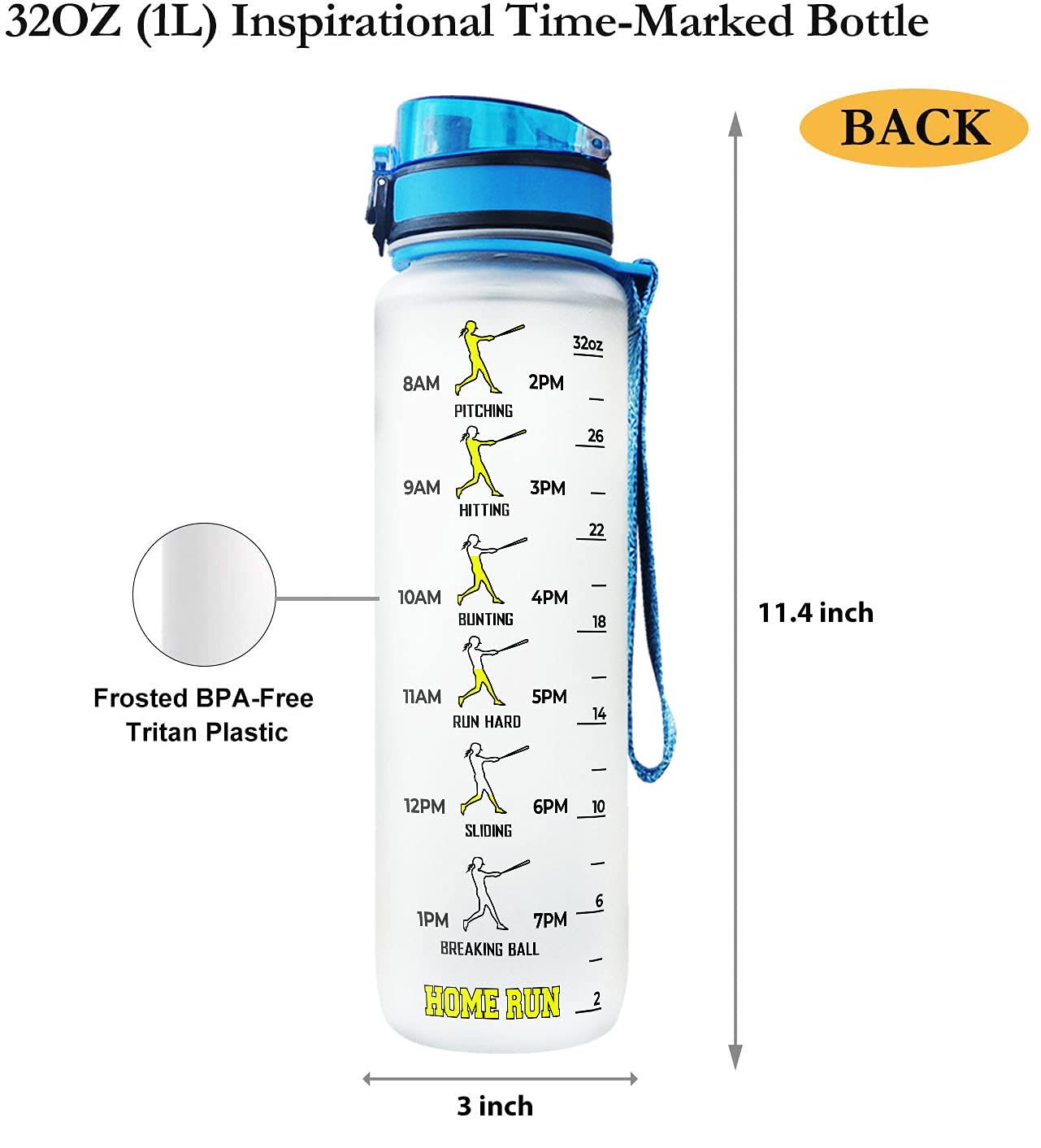 64HYDRO 32oz 1liter Rose Flower She Believed She Could so She Did Water Bottles with Time Marker, Motivational Water Tracker Bottle with Times to Drink for Home, Work, Gym, Fitness, Sports