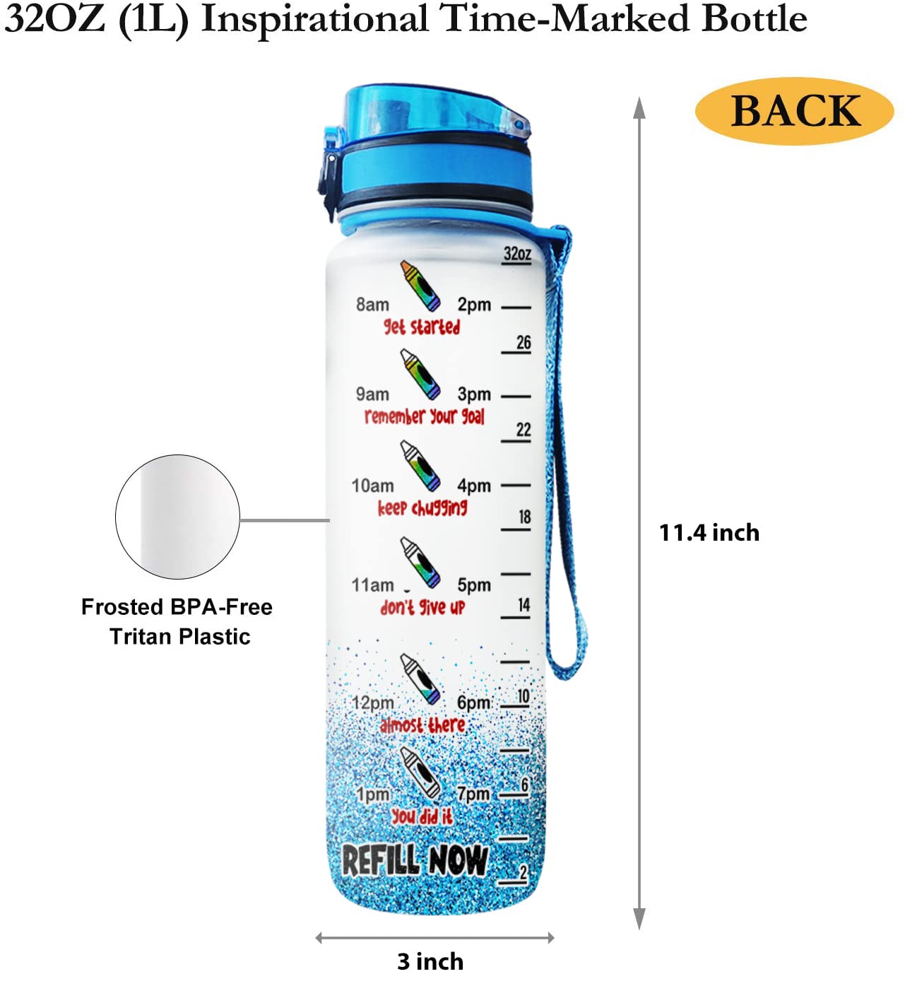 64HYDRO 32oz 1liter Rose Flower She Believed She Could so She Did Water Bottles with Time Marker, Motivational Water Tracker Bottle with Times to Drink for Home, Work, Gym, Fitness, Sports