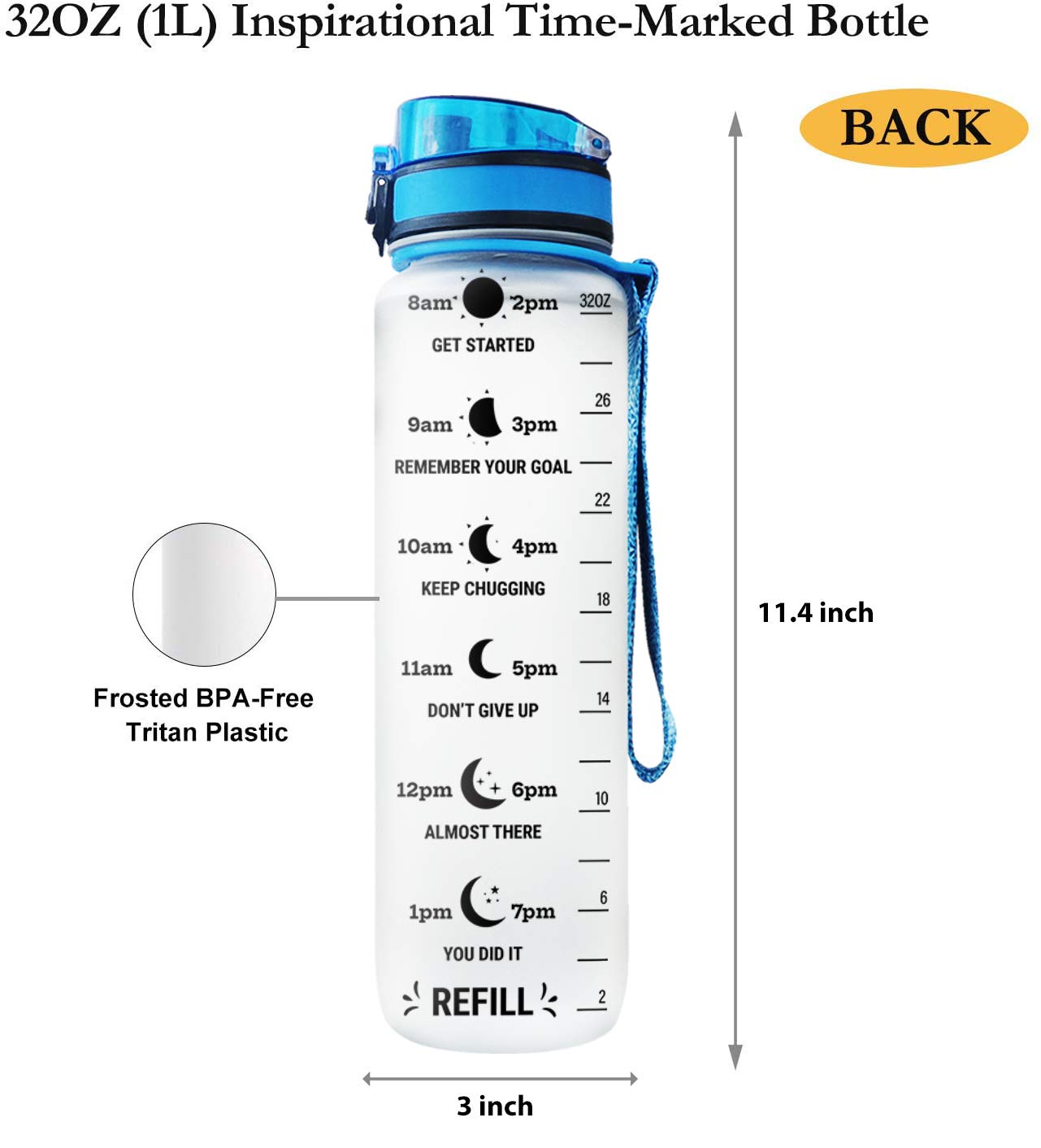 64HYDRO 32oz 1liter Rose Flower She Believed She Could so She Did Water Bottles with Time Marker, Motivational Water Tracker Bottle with Times to Drink for Home, Work, Gym, Fitness, Sports