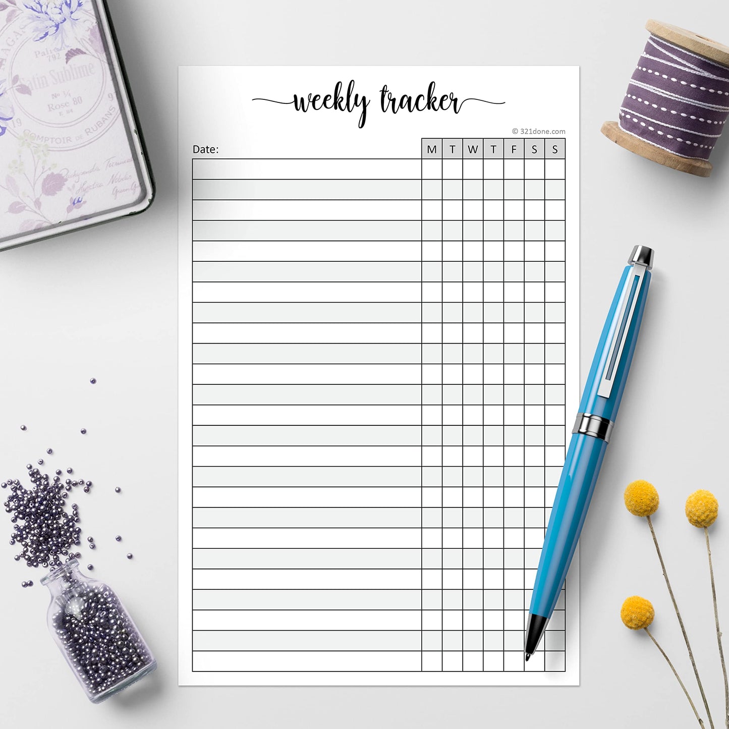 321Done Weekly Tracker Notepad - 50 Sheets (5.5" x 8.5") - Habit Tracking Days of Week Tear-Off Sheets, Planner Organizing - Made in USA - Simple Script
