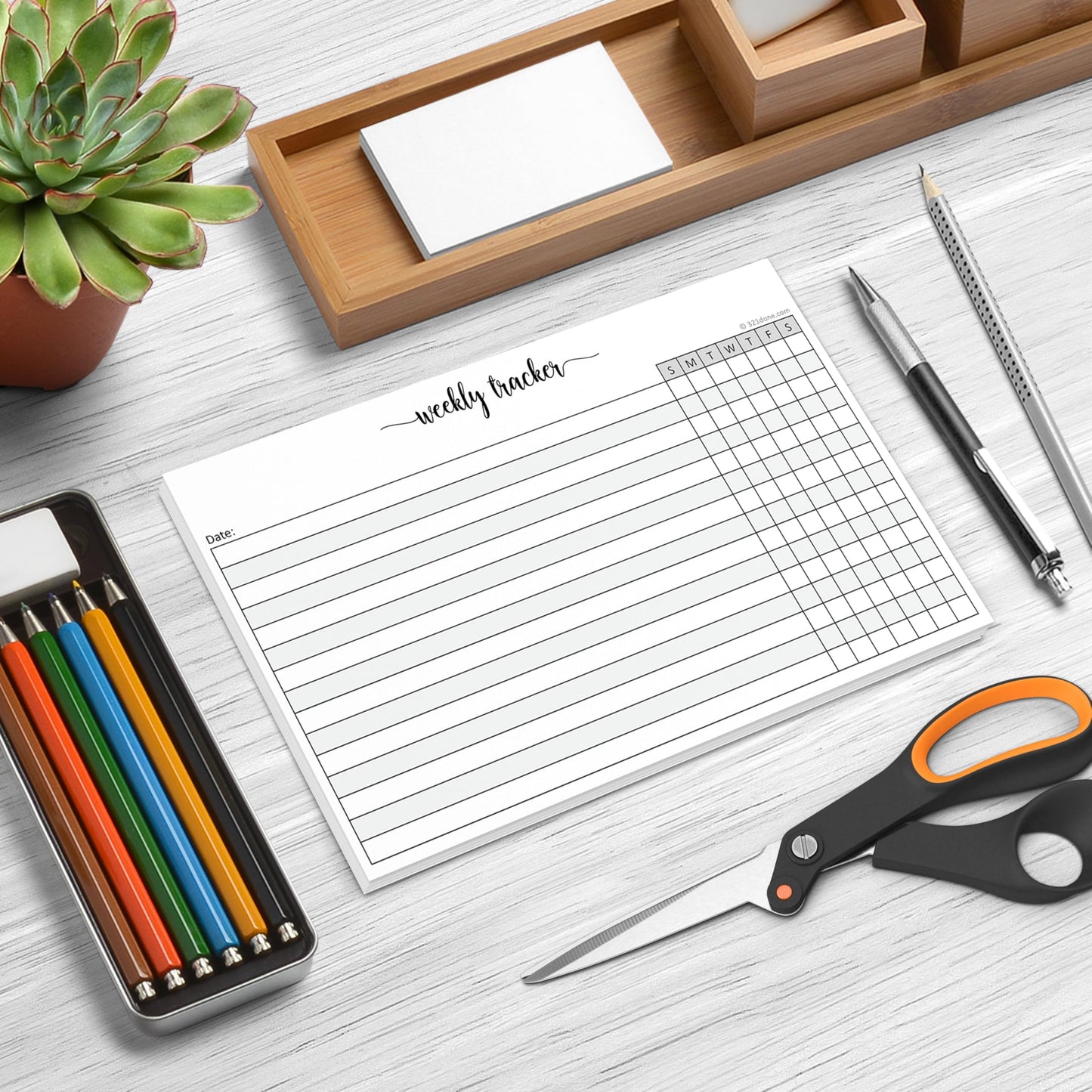 321Done Weekly Tracker Notepad - 50 Sheets (5.5" x 8.5") - Habit Tracking Days of Week Tear-Off Sheets, Planner Organizing - Made in USA - Simple Script