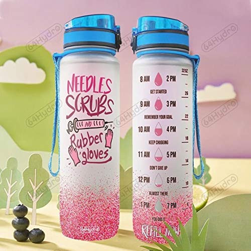 64HYDRO 32oz 1liter Rose Flower She Believed She Could so She Did Water Bottles with Time Marker, Motivational Water Tracker Bottle with Times to Drink for Home, Work, Gym, Fitness, Sports