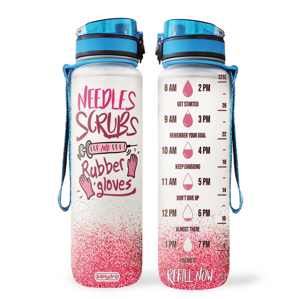 64HYDRO 32oz 1liter Rose Flower She Believed She Could so She Did Water Bottles with Time Marker, Motivational Water Tracker Bottle with Times to Drink for Home, Work, Gym, Fitness, Sports
