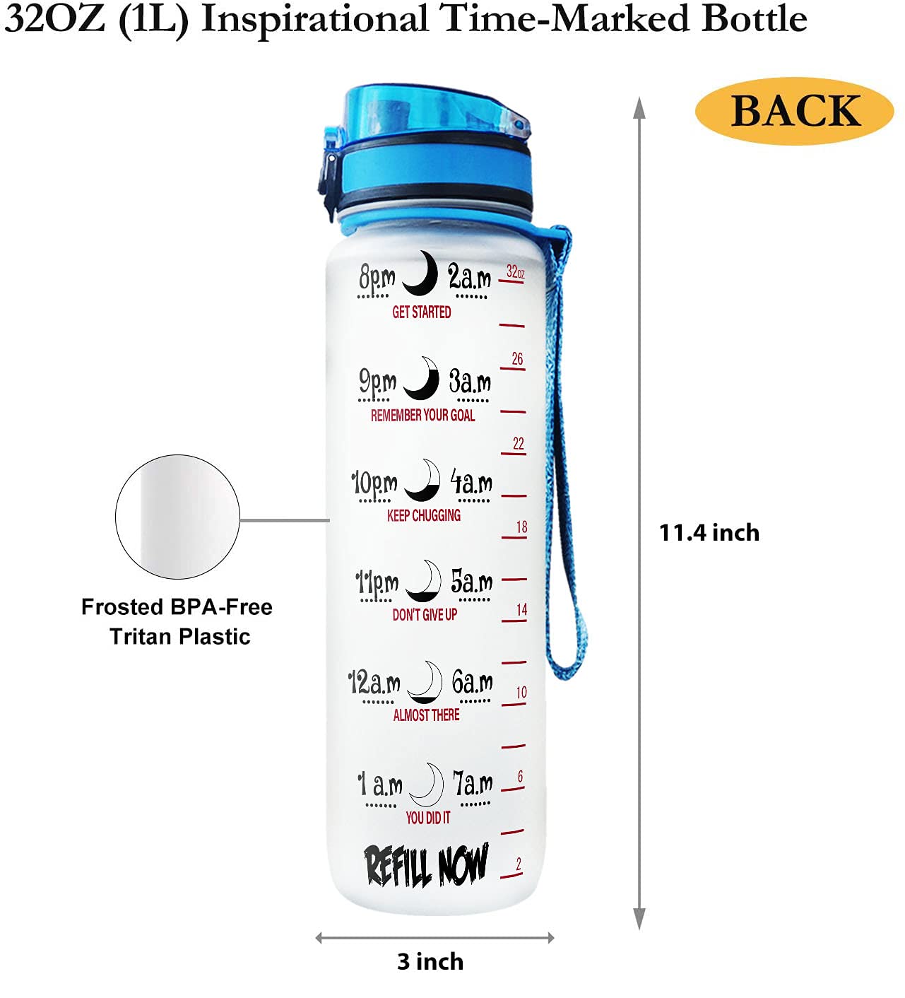 64HYDRO 32oz 1liter Rose Flower She Believed She Could so She Did Water Bottles with Time Marker, Motivational Water Tracker Bottle with Times to Drink for Home, Work, Gym, Fitness, Sports