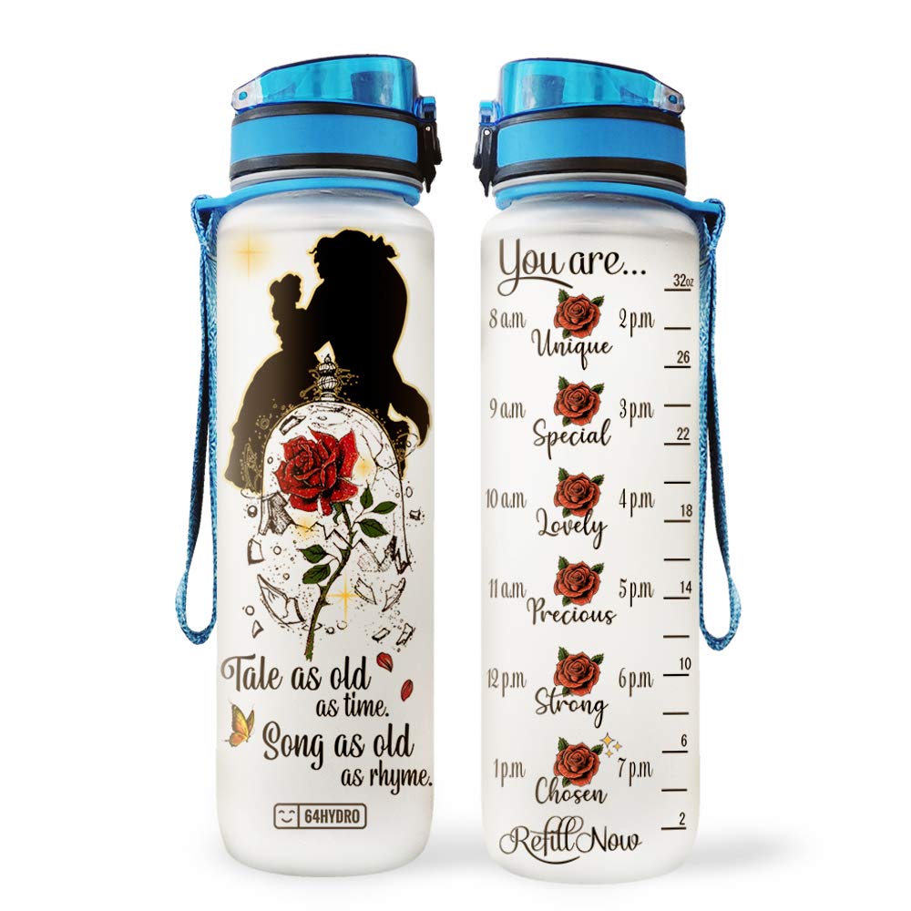 64HYDRO 32oz 1liter Rose Flower She Believed She Could so She Did Water Bottles with Time Marker, Motivational Water Tracker Bottle with Times to Drink for Home, Work, Gym, Fitness, Sports