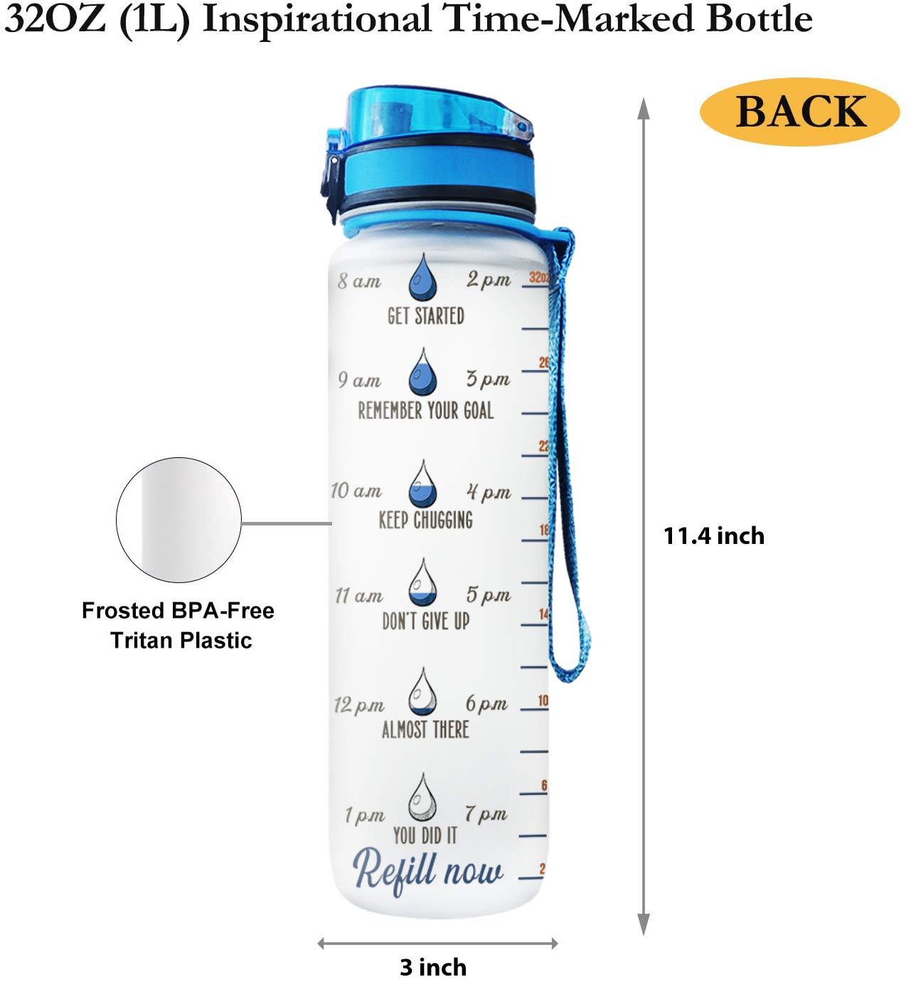 64HYDRO 32oz 1liter Rose Flower She Believed She Could so She Did Water Bottles with Time Marker, Motivational Water Tracker Bottle with Times to Drink for Home, Work, Gym, Fitness, Sports