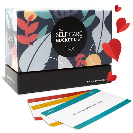 Flowjo Self Care Bucket List - an Authentic Mindfulness Game with 100 Self Care Cards for Adults - Step Out of Your Busy Life and Take a Breather with Genuine Activities for Every Mood!