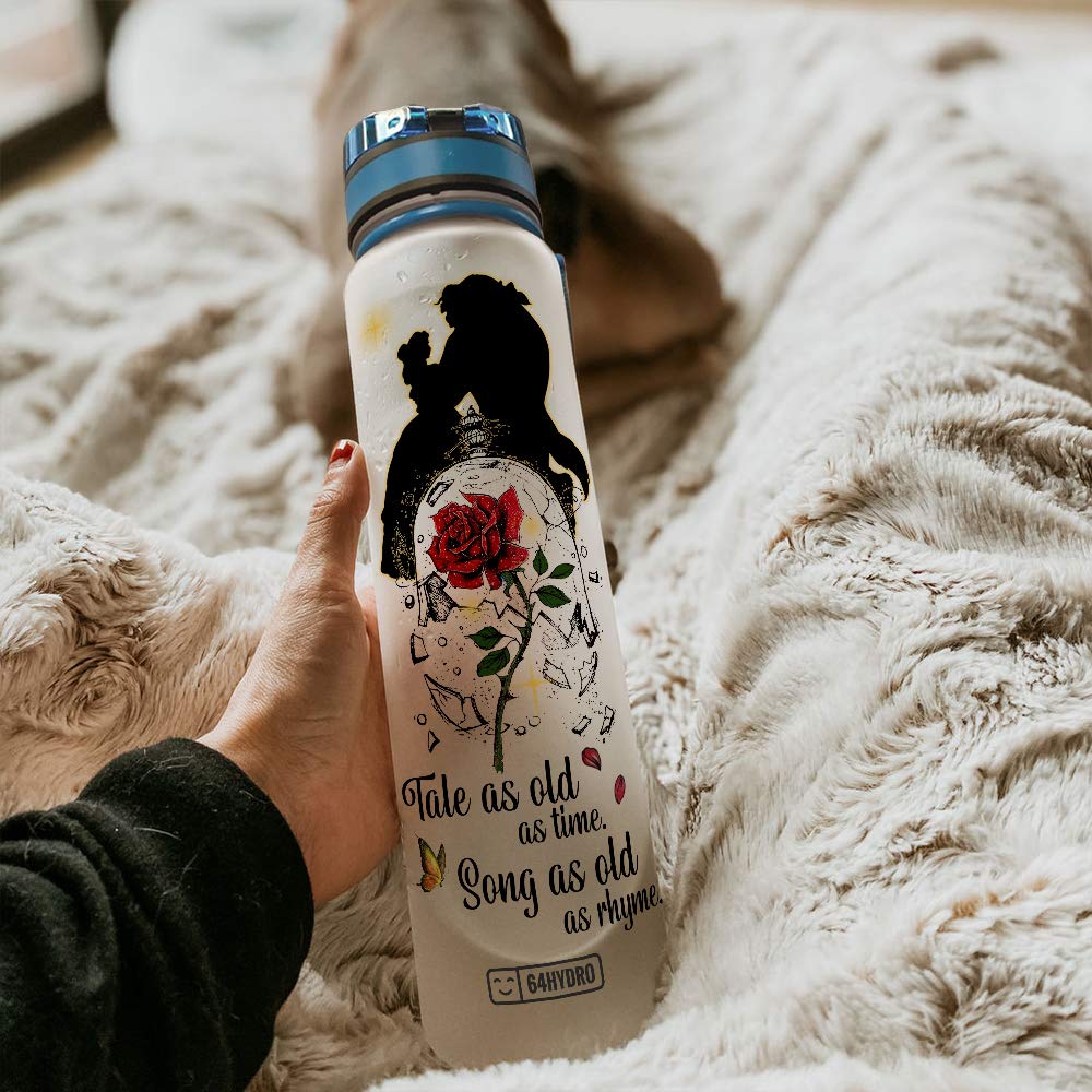64HYDRO 32oz 1liter Rose Flower She Believed She Could so She Did Water Bottles with Time Marker, Motivational Water Tracker Bottle with Times to Drink for Home, Work, Gym, Fitness, Sports